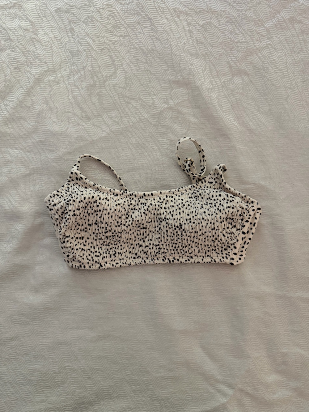 White & Black Speckled Smocked Crop Top